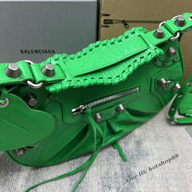 Balenciaga專櫃爆款Le Cagole半月牙腋下包餃子包 巴黎世家經典大號爆裂黑鱷金機車包 fyj1076